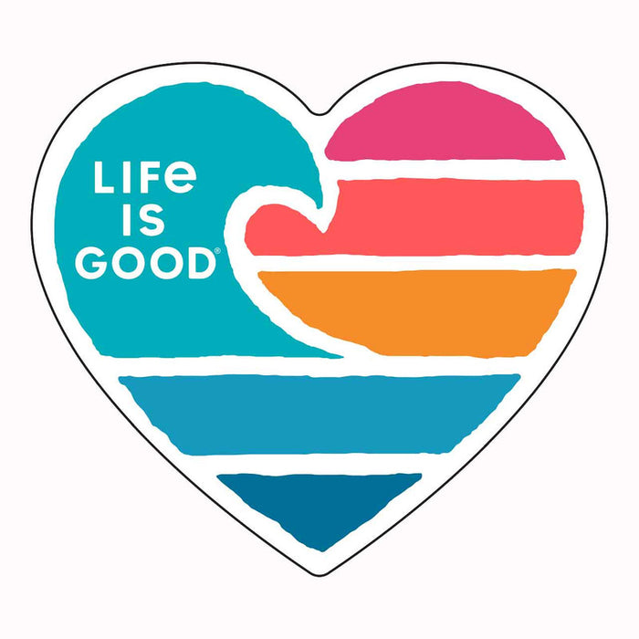 Life is Good. Die Cut Sticker Clean Wave Heart, Cloud White