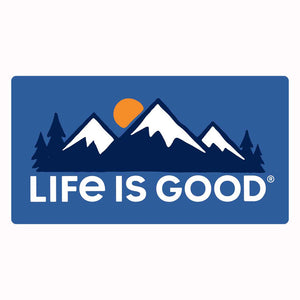 Life is Good. Die Cut Sticker LIG Snowy Mountain, Royal Blue