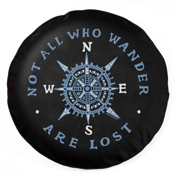 Life is Good. Not Lost Compass Tire Cover, Jet Black
