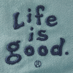 Life is Good. LIG Vintage Wordmark Bucket Hat, Smoky Blue