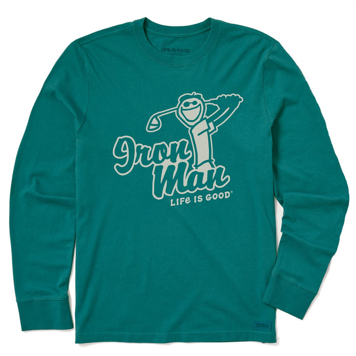 Life is Good. Men's Big Jake Iron Man LS Crusher Tee, Spruce Green