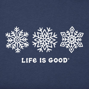 Life is Good. Women's Three Snowflakes LS Crusher Vee, Darkest Blue