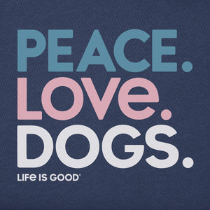 Life is Good. Women's Peace Love Dogs LS Crusher Tee, Darkest Blue