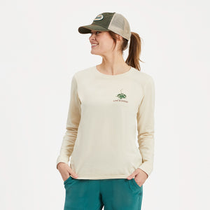 Life is Good. Women's Simplify Forest LS Crusher Tee, Putty White