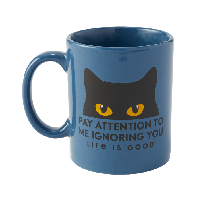 Life is Good. Pay Attention Cat Eyes Jake's Mug, Smokey Blue