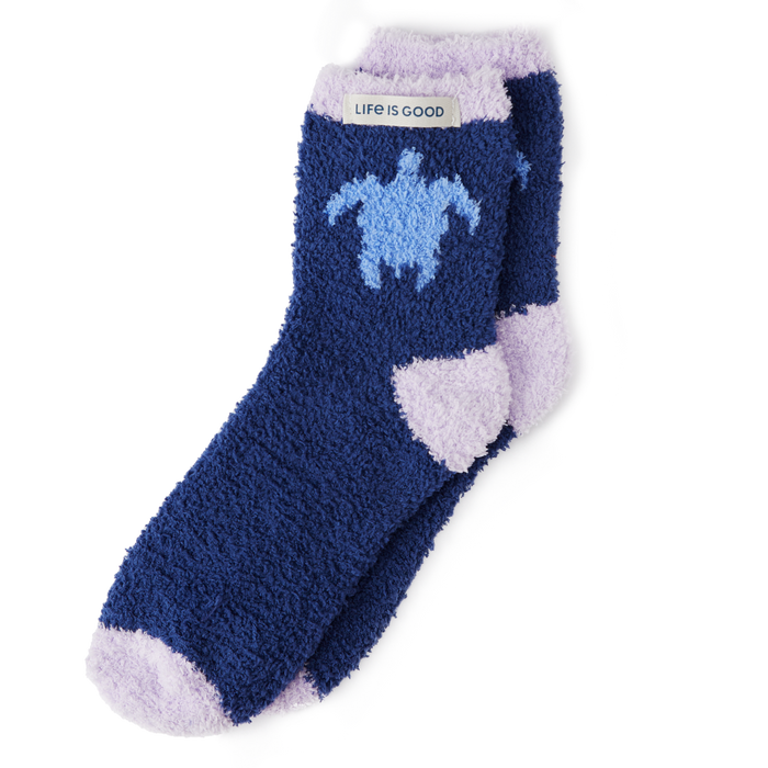 Life is Good. Turtle Snuggle Socks, Darkest Blue