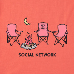 Life is Good. Women's Social Network Camp SS Crusher Vee, Mango Orange