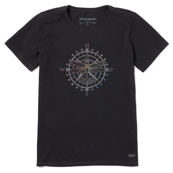 Life is Good. Women's Dragonfly Compass SS Crusher-Lite Tee, Jet Black