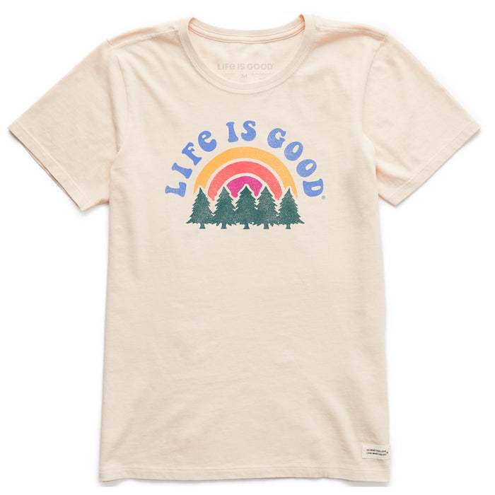 Life is Good. Women's Rainbow Forest SS Crusher-Lite Tee, Putty White