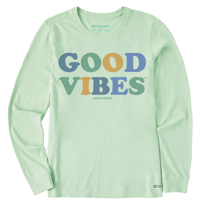 Life is Good. Women's Good Vibes LS Crusher-Lite Tee, Sage Green