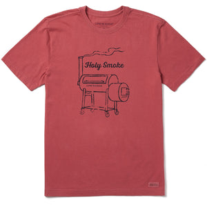 Life is Good. Men's Holy Smoke Smoker SS Crusher Tee, Faded Red