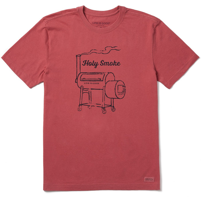 Life is Good. Men's Holy Smoke Smoker SS Crusher Tee, Faded Red