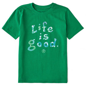 Life Is Good. Kids LIG Tie Dye Vintage Stack SS Crusher Tee, Kelly Green