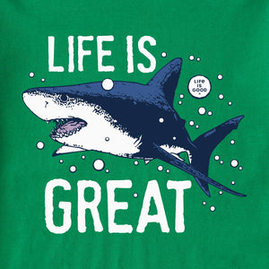 Life is Good. Toddler Life is Great Shark Crusher Tee, Kelly Green