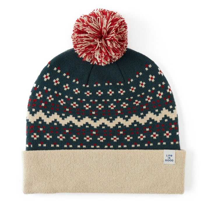 Life is Good. One Size Holiday Fair Chill Beanie, Spruce Green