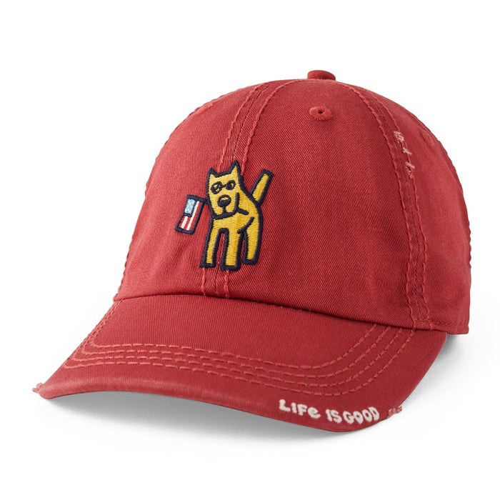 Life is Good. Rocket Loyalty Sunwash Chill Cap, Faded Red