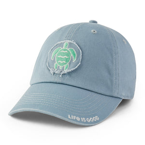 Life is Good. Wave Turtle Tattered Chill Cap, Smoky Blue