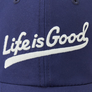 Life is Good. Ballyard Script Logo Active Chill Cap, Darkest Blue