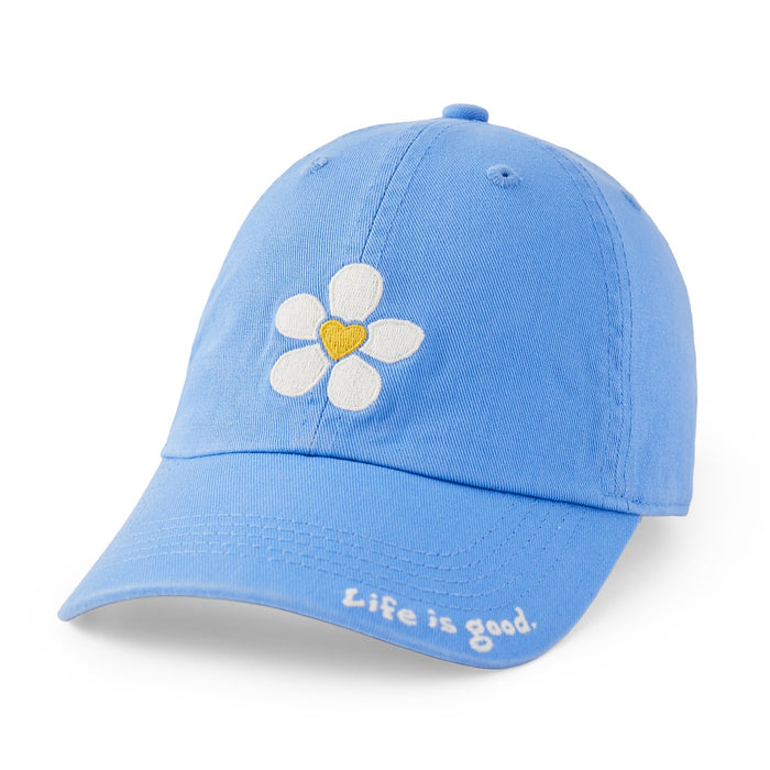 Life is Good. Kids Bold Heart Flower Chill Cap, Cornflower Blue