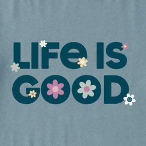 Life is Good. Women's LIG Daisy LS Crusher Tee, Smoky Blue