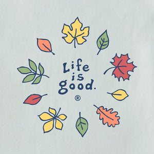 Life is Good. Women's Fall Leaves LS Crusher Tee, Fog Gray