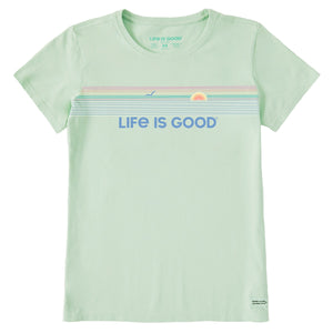 Life is Good. Women's Morning Oceanview SS Crusher-Lite Tee, Sage Green