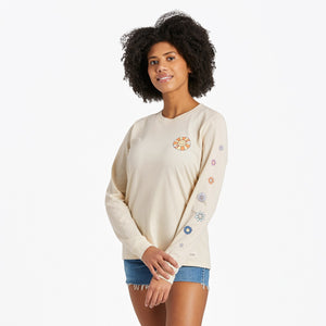 Life is Good. Women's Here Comes The Sun Hippie LS Crusher-Lite Tee, Putty White