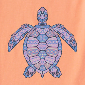 Life is Good. Women's Tribal Sea Turtle LS Crusher-Lite Tee, Canyon Orange
