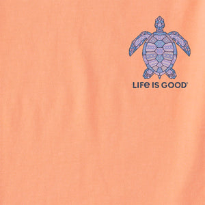 Life is Good. Women's Tribal Sea Turtle LS Crusher-Lite Tee, Canyon Orange