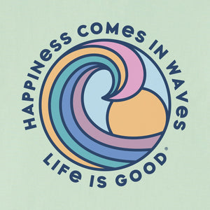 Life is Good. Women's Happiness Comes In Waves LS Crusher-Lite Tee, Sage Green