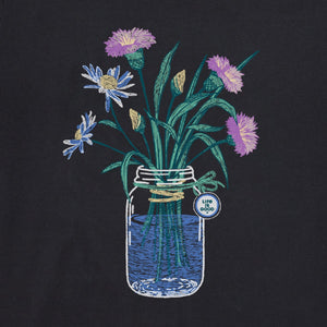 Life is Good. Women's Wildflower Jar SS Crusher-Lite Vee, Jet Black
