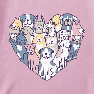 Life is Good. Women's Heart of Dogs LS Crusher-Lite Vee, Vintage Purple