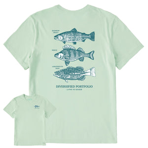 Life is Good. Men's Diversified Freshwater Catch SS Crusher Tee, Sage Green