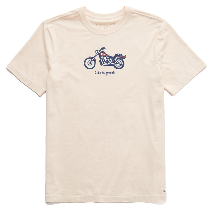 Life is Good. Men's Motorcycle SS Crusher Tee, Putty White