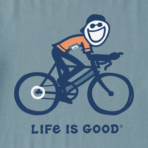 Life is Good. Men's Jake Bike SS Crusher Tee, Smoky Blue