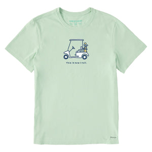 Life is Good. Men's How I Roll Golf Cart SS Crusher Tee, Sage Green