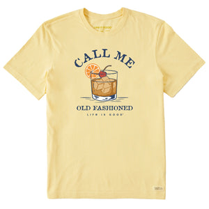 Life is Good. Men's Call Me Old Fashioned SS Crusher Tee, Sandy Yellow