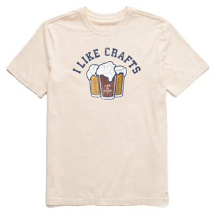 Life is Good. Men's I Like Crafts SS Crusher Tee, Putty White
