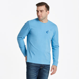 Life is Good. Men's Diversified Portfolio Guitars LS Crusher Tee, Cool Blue