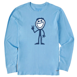 Life is Good. Men's Jake Peace LS Crusher Tee, Cool Blue