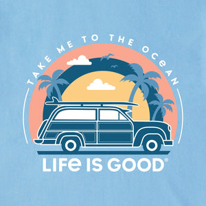 Life is Good. Men's Take Me To The Ocean LS Crusher Tee, Cool Blue