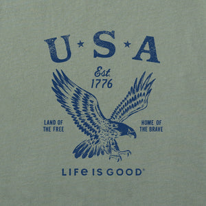 Life is Good. Men's USA 1776 Eagle SS Crusher-Lite Tee, Moss Green