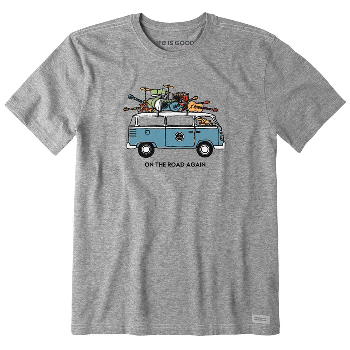 Life is Good. Men's On the Road Again Van SS Crusher-Lite Tee, Heather Gray