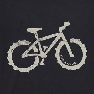 Life is Good. Men's Fat Tire Mountain Bike SS Crusher-Lite Tee, Jet Black