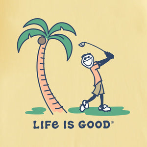Life is Good. Men's Jake Palm Golf SS Crusher-Lite Tee, Sandy Yellow