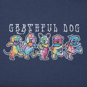 Life is Good. Men's Tie Dye Grateful Dog SS Crusher-Lite Tee, Darkest Blue