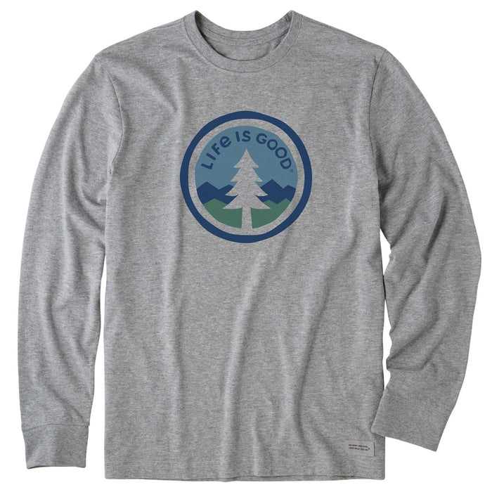 Life is Good. Men's Tree Coin LS Crusher-Lite Tee, Heather Gray
