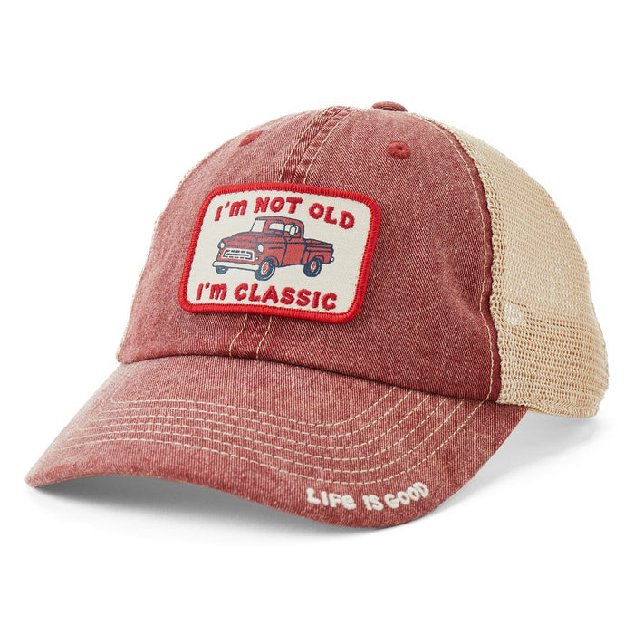 Life is Good. I'm Classic Pickup Meshback Hat, Faded Red