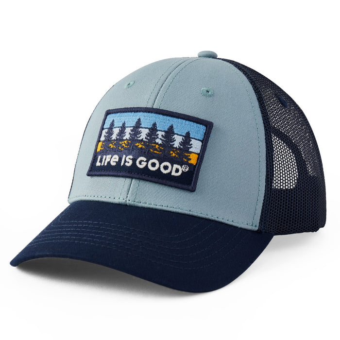 Life is Good. Tree Patch Hard Meshback Hat, Smoky Blue