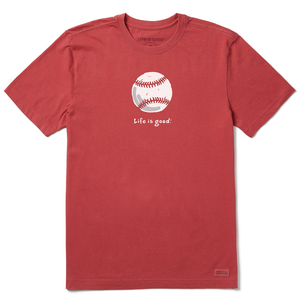 Life is Good. Men's Baseball SS Crusher Tee, Faded Red
